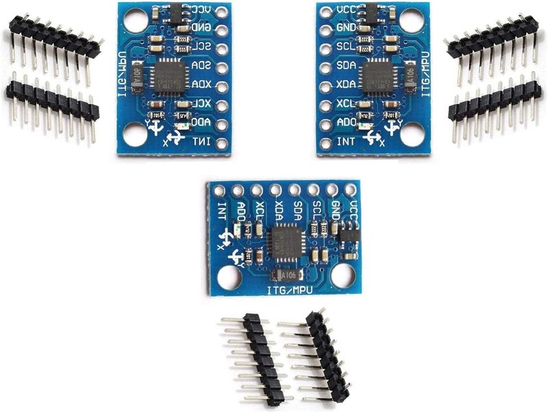 hiBCTR 3 Pieces of GY-521 MPU-6050 MPU6050 3-Axis Accelerometer Gyroscope Modules, 6 DOF 6-Axis Accelerometer Gyroscope Sensor Modules with 16-bit AD Converter for Data Output, IIC/I2C, suitable for Arduino. - Image 1